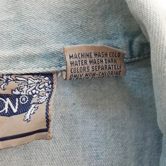 Vintage 90s Gilet Denim Vest Chest Pocket Waistcoat Cropped Zip Front Womens L - Picture 6 of 10